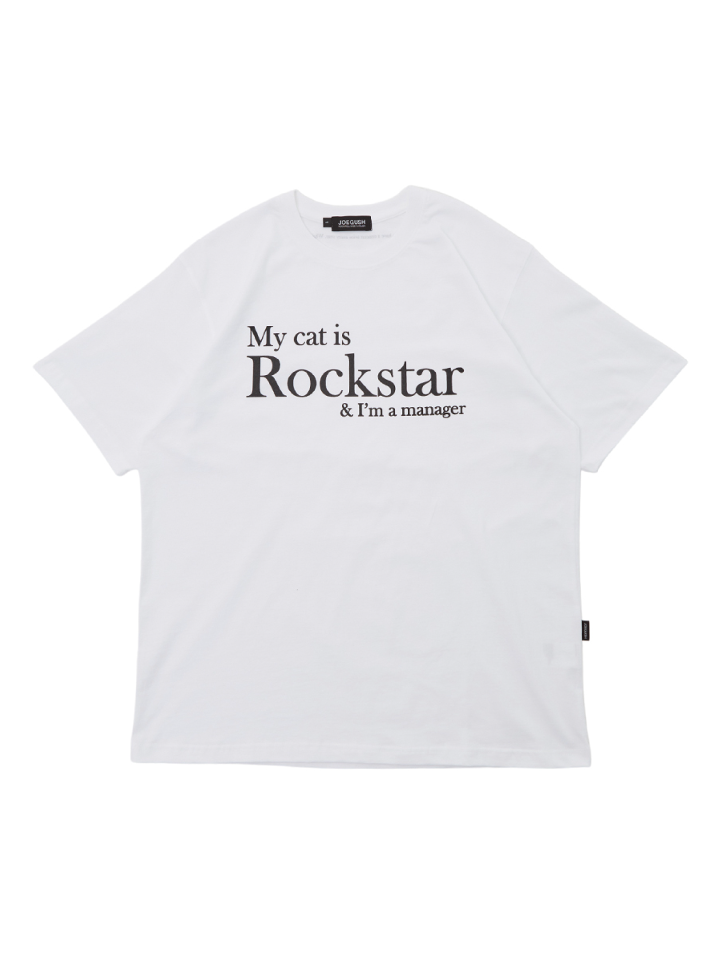 [Joegush] MY CAT IS ROCKSTAR &amp; I&#039;M A MANAGER T-SHIRT (WHITE)