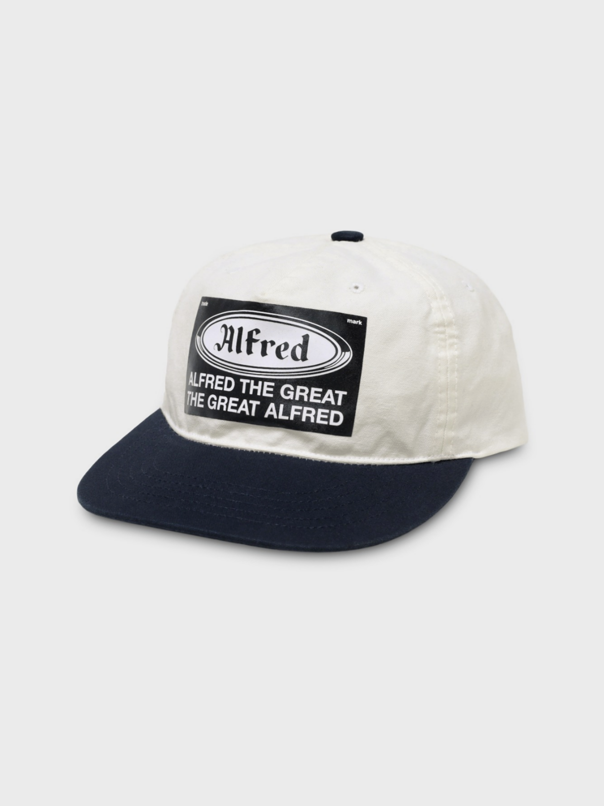 [Alfred] FRED STICKER CAP (WHITE/NAVY)
