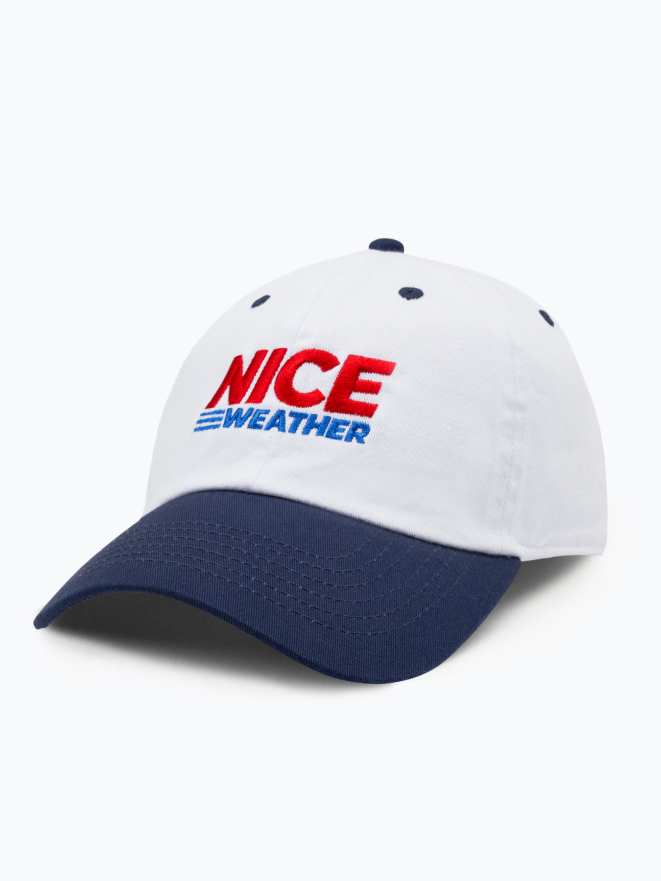 [Nice Weather Apparel] LOGO PARODY CAP (WHITE/NAVY)