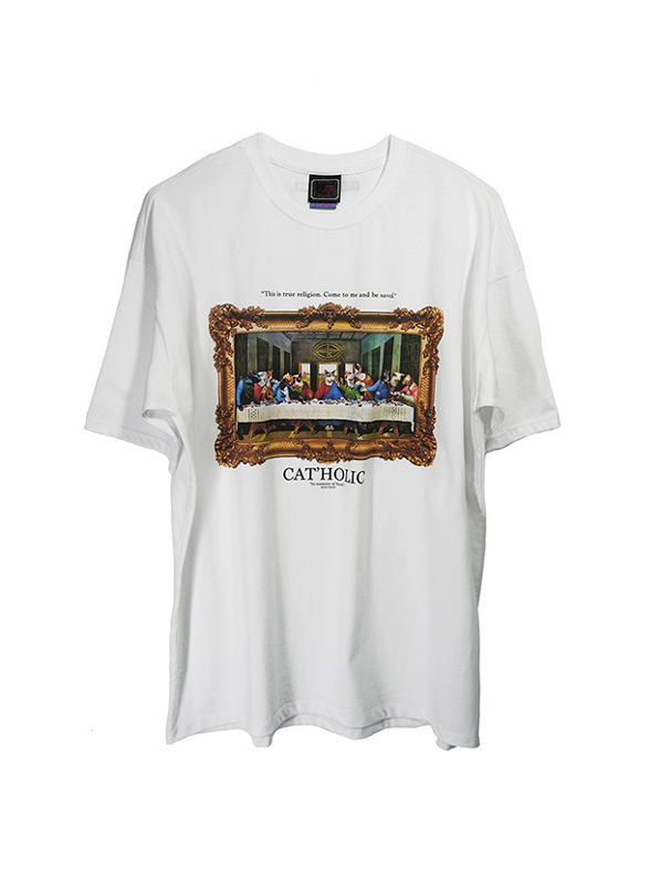 [MPQ] CAT&#039;HOLIC - THE LAST SUPPER OVER FIT TEE (WHITE)