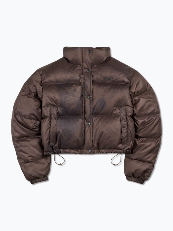 [FAD] CROPPED STRING PUFFER JACKET (BROWN)