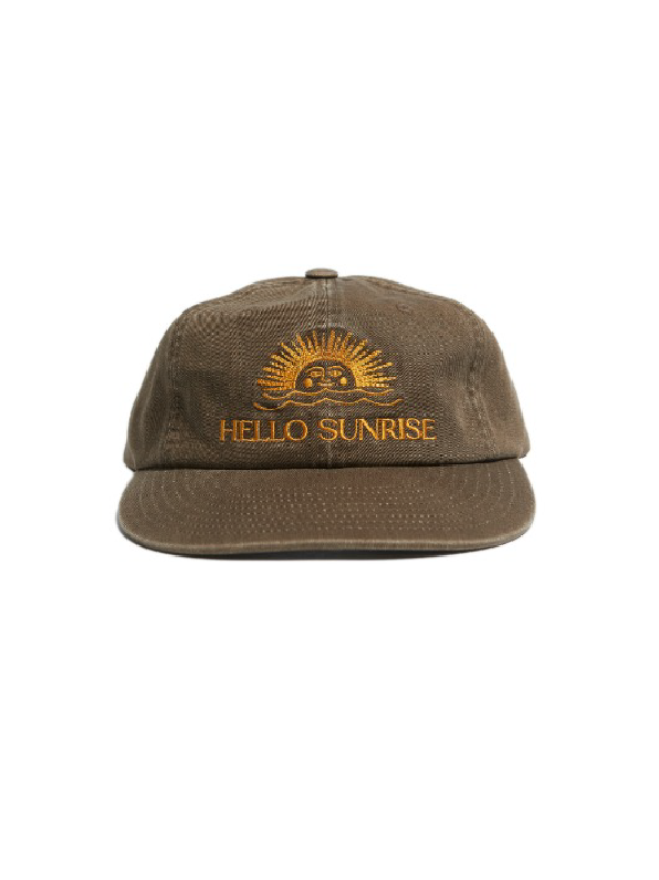 [Hello Sunrise] WASHED OG LOGO 6 PANEL CAP (Brown)