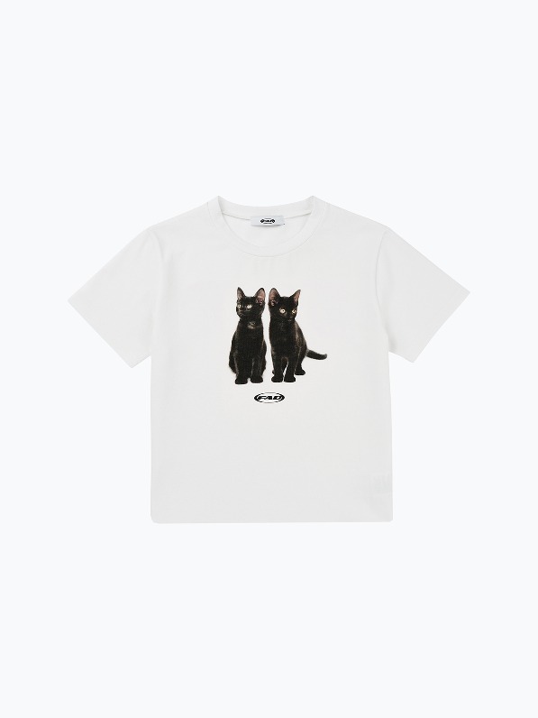 [FAD] SWETTY GRAPHIC CAT T-SHIRTS (WHITE)